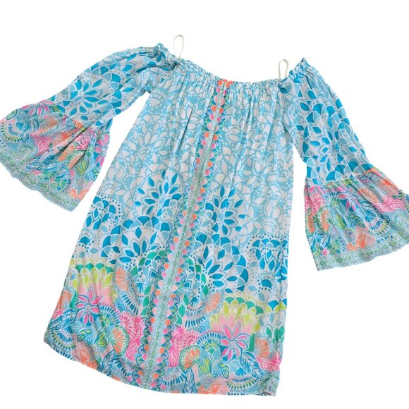 Lilly Pulitzer Nevie Caribbean Citrus Dress Off-The-Shoulder Dress Size Small - Picture 7 of 9